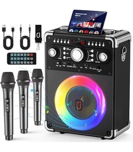 Reproductor de Música Portátil de Alta Calidad, Compatible con Micrófono Alámbrico e Inalámbrico, con Luces RGB y Subwoofer - Product Image 1