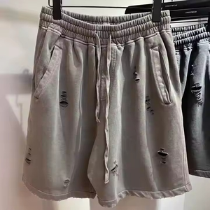 Pantalones cortos descoloridos de Sol de moda americana para hombre de alta calidad con diamantes de imitación personalizados serigrafiados lavado con ácido pantalones cortos calientes - Product Image 2