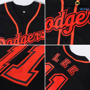 Maillot de baseball personnalisé noir et rouge authentique, qualité supérieure, imprimé par sublimation, respirant, séchage rapide, pour fans d'équipe - Product Image 4