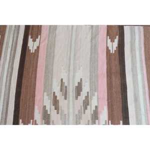 พรมคิลิมวินเทจขนาด 2.3x5.4 ฟุต สีน้ำตาล พรมขนสัตว์ตุรกีลายอิคัต - Product Image 4