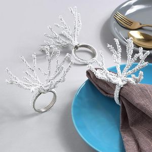 Anneaux de serviette super luxueux, décor de table exclusif pour fête de mariage, perles de verre uniques en forme vintage, perles de bois en alliage de fer, papillon - Product Image 3