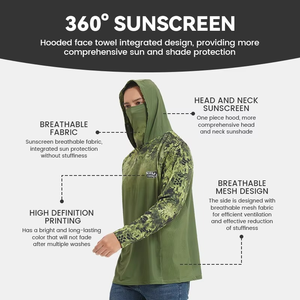 Camiseta de Pesca de Diseño Personalizado OEM ODM, Transpirable, de Poliéster, UPF 50, Cortavientos, de Manga Larga, con Capucha, de Secado Rápido, para Verano - Product Image 4