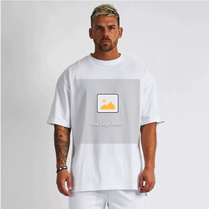 T-shirts pour hommes de haute qualité, cool, pour jeunes, 260 grammes, vente en gros, personnalisés, col rond, manches courtes, respirants, en coton/polyester, blancs, unis - Product Image 2