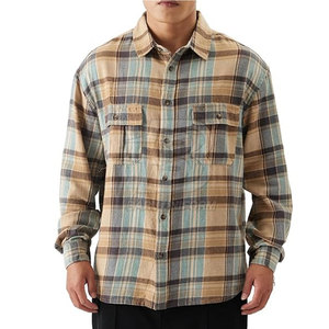 Chemise en flanelle de coton/fibre de bambou unie, à manches longues, séchage rapide, respirante, personnalisable, coupe classique pour homme - Product Image 1