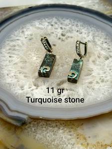 Pendientes Colgantes de Plata de Ley 925 Hechos a Mano con Turquesa Natural, Estilo Moderno, Joyería de Turquesa - Product Image 4