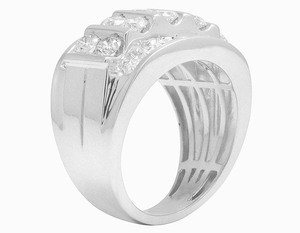 Customized Rhodium Plated <b>Sterling</b> <b>Silver</b> Round Cut Moissanite VVS1-VVS2 Clarity Prong <b>Set</b> Engagement Wedding Party Men's <b>Ring</b> - Product Image 4