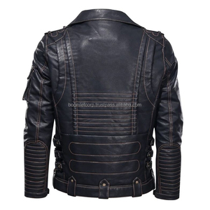 Veste en cuir de qualité supérieure design motard élégant, artisanat durable, parfait pour streetwear, décontracté et mode d'hiver. - Product Image 3