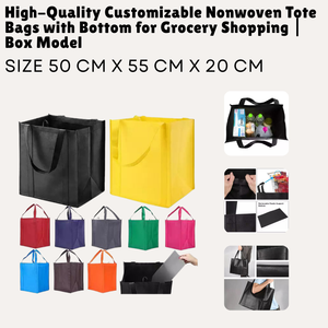 Sacs fourre-tout non tissés personnalisables de haute qualité avec fond pour l'épicerie | Modèle de boîte - Product Image 1