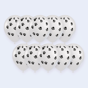 Ballons de fête en latex blancs avec empreintes de pattes de chien, 12 pièces, décorations de fête - Product Image 1
