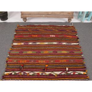 3.6x6.4 ft Vintage Kilim Rug, Turkish Rug, <b>Red</b> Ombr <b>Wool</b> Rug - Product Image 3