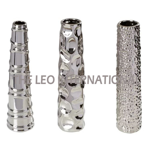 Florero de hierro costero plateado con forma redonda de Metal de acero inoxidable, estilo elegante, hecho a mano de lujo, decorativo para el hogar - Product Image 2