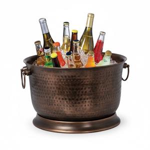 Hielera de Metal con Diseño Martillado, Acabado Dorado Latón, Enfriador de Vino para Hogar, Hotel, Bar, con Asa - Product Image 4