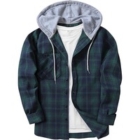 Chemise à capuche décontractée pour homme, col montant, en flanelle épaisse 100 % coton, teinte en fil, couleur unie, conception personnalisée, ODM