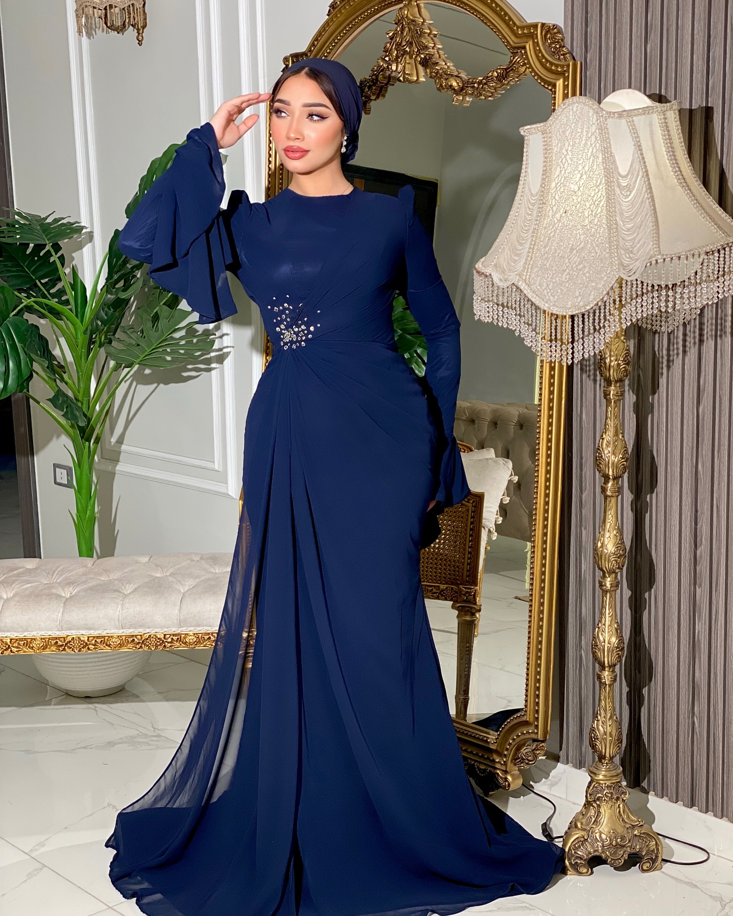 azeeza blue dress Azeeza Dany Chiffon Midi Dress