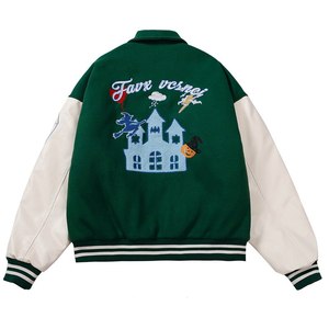 Chaquetas de Béisbol Varsity Personalizadas con Logotipo Bordado y Mangas de Cuero para Hombre, con Exterior de Poliéster/Nailon para Invierno - Product Image 2