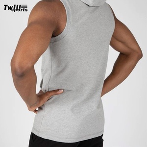 Sweat à capuche sans manches personnalisé avec logo OEM, grande taille, pour hommes, vêtements de sport, faible MOQ, en molleton de coton respirant et à séchage rapide, effet gonflant - Product Image 2