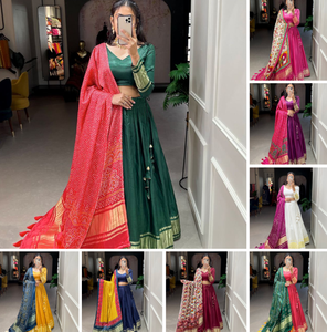 Gaji Silk Lehenga Choli avec Bandhej-Patola Dupatta Stitched Ghaghara Festival Choli pour femmes et filles Party Wear - Product Image 5