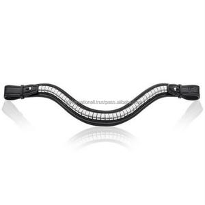 Banda de cejas de caballo de cuero con forma de onda completamente personalizada con cubierta de latón de metal plateado y dorado y extremo de bucle a presión ajustable - Product Image 1