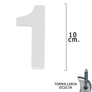 Numero in Metallo "1" Argento Opaco 10 cm. Con Tornilleria Nascosta (Blister 1 Pezzo) - Product Image 1