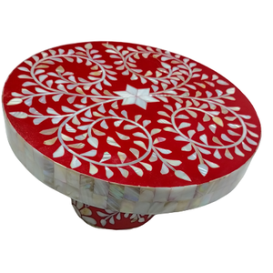 Support à gâteau classique Majestic Glow avec incrustation de nacre naturelle, support à dessert, compatible four et lave-vaisselle, luxe, pour table festive - Product Image 2