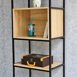 Estante Decorativo de 5 Niveles KTB68154, 60x40x200cm, Tipo Vertical con Marco de Hierro para Sala de Estar, Material de Madera Contrachapada - Product Image 6