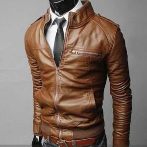 Hot Fashion hommes en cuir véritable Bomber veste toile Slim Fit automne hiver moto haute rue Streetwear - Product Image 2