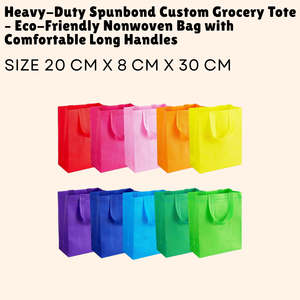 Sac fourre-tout d'épicerie personnalisé Spunbond robuste sac non tissé écologique avec de longues poignées confortables - Product Image 1