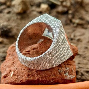 Luxury Hip Hop Custom Letter <b>925</b> Sterling <b>Silver</b> VVS Moissanite Baguette Diamond Men's Party Wear <b>Ring</b> - Product Image 6