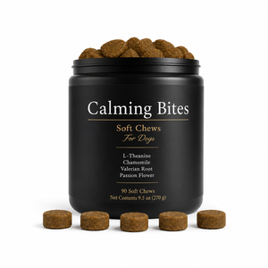 Bocconcini Calmanti Senza Cereali per Cani con L-Teanina e Camomilla, Integratore Antistress per Cani Ansiosi, Personalizzabile - Product Image 1