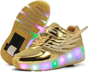 Enfants Roues Rechargeable Patins À Roulettes Chaussures Rétractable LED Clignotant Baskets Roues Chaussures pour Unisexe Filles Garçons Débutants Cadeau