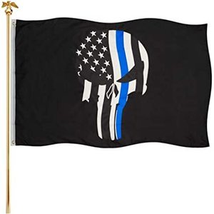 Lot de 2 drapeaux américains Punisher, 3x5 pieds, drapeaux militaires bleus avec crâne, pour extérieur, avec deux œillets en laiton, pour la maison, la chambre ou le mur - Product Image 2