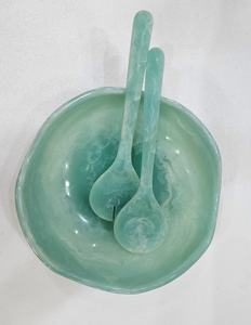 Ensemble de saladiers et cuillères en résine blanche tourbillonnante faits à la main, vaisselle de fête, ustensiles de cuisine mignons et écologiques de qualité alimentaire - Product Image 2