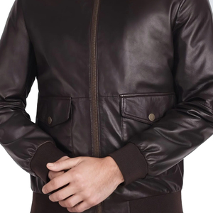 Veste de vol d'hiver en cuir pour hommes, coupe-vent et imperméable, avec logo imprimé personnalisé - Product Image 6