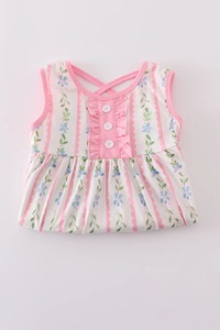 Vestido de Algodón Suave con Estampado Floral Rosa y Volantes para Niñas, Elegante Traje de Bebé Lavable para Primavera y Ocasiones Especiales - Product Image 6