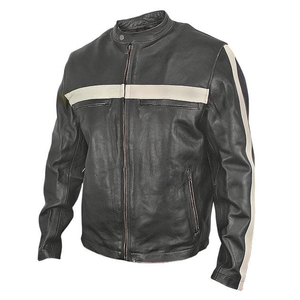 Chaqueta de moto de cuero Brando para hombre, chaqueta de cuero negro genuino con armadura CE extraíble para montar en moto - Product Image 2