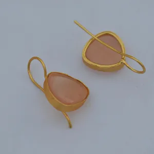 High Quality 18k Gold Plated luxury earrings women brass base monalisa Stone hanging Earrings