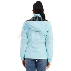 Impermeable para Mujer con Capucha, Chaqueta Ligera para Senderismo, Cortavientos Softshell para Todo Tipo de Clima, Azul Claro - Product Image 3