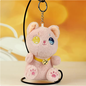 Portachiavi Peluche Gattino Rosa con Campanello, Imbottitura in Cotone PP, Dimensioni 11CM-30CM, Giocattolo Carino per Bambini 2-4 Anni - Product Image 3