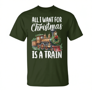Maglietta Promozionale 'All I Want for Christmas' con Locomotiva a Vapore, Abbigliamento Natalizio - Product Image 2