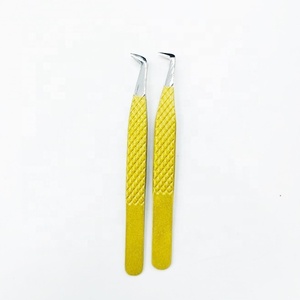 Pince à cils méga volume en acier inoxydable de couleur personnalisée solide pince à épiler d'extension de cils professionnelle pointe pointue Logo personnalisé - Product Image 3