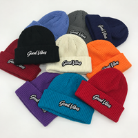 Bonnet tricoté personnalisé brodé à chaud, avec appliqué brodé, chaud pour l'hiver, pour le ski, à revers côtelé, tendance, pour la course et le sport