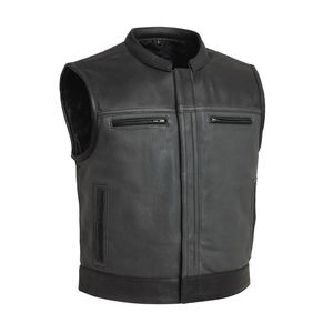Gilet de motard décontracté pour homme, grande taille, été, sans manches, nouvelle mode, couleur personnalisée, cuir de vache véritable, coton, imperméable - Product Image 5