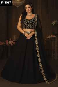Las últimas mujeres usan Heavy Faux Georgette Wedding and Festival Wear Lehenga Choli con bordado Foil Work Indian Clothes - Product Image 6