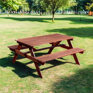 Meilleures ventes : Table de salle à manger d'extérieur en bois massif de Melaleuca de haute qualité pour ferme, jardin, parc, villa, hôtel, cour, école, salon - Product Image 1