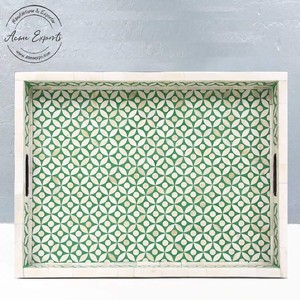 Plateau d'incrustation d'os à rayures blanches Organisateur élégant fait à la main pour décor de cuisine de table basse Parfait pour offrir et servir - Product Image 5