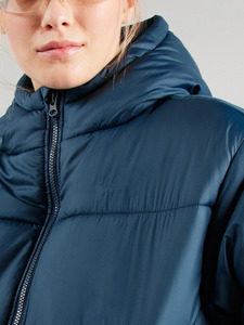 Chaqueta de invierno transpirable acolchada de punto para mujer de diseño único de la mejor calidad azul marino superventas a la moda sombrero desmontable de poliéster - Product Image 2