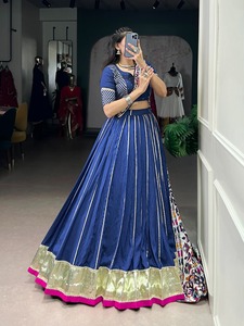 Nouveau travail de tissage lourd pur Chanderi Zari avec la collection Navratri de retouche de dentelle de conception en relief - Product Image 2