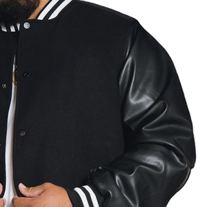 Veste universitaire pour homme de haute qualité en gros, col montant, broderie en chenille, manches en cuir, design personnalisé de baseball, lettreman - Product Image 3