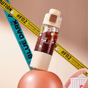 Wholesale Custom Logo Kids <b>Water</b> <b>Bottle</b> with Double Straws - Portable Plastic Tumbler Cup for Children, Outdoor Camping & Travel - Product Image 3