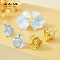 Boucles d'oreilles clous tendance en émail motif vague, couleur or, hypoallergéniques, style européen, géométriques, pour femme, bijoux d'anniversaire